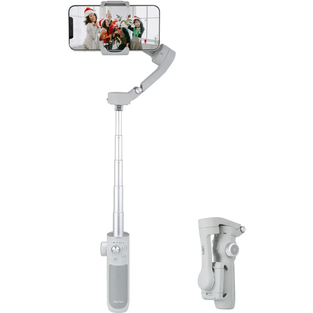 FeiyuTech Vimble 4 [Official] 3-Axis Smartphone Gimbal Stabilizer,8.4’’Built-in Extendable Pole,Face/Object AI Tracking,fits iPhone14 13 pro/max Samsung...