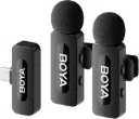 Boya BY-V20 2.4 ghz Omnidirectional Wireless Microphone System with 2 Transmitters & a Receiver for Android/Type-C Devices. 50m Range. for Vlog, Social...