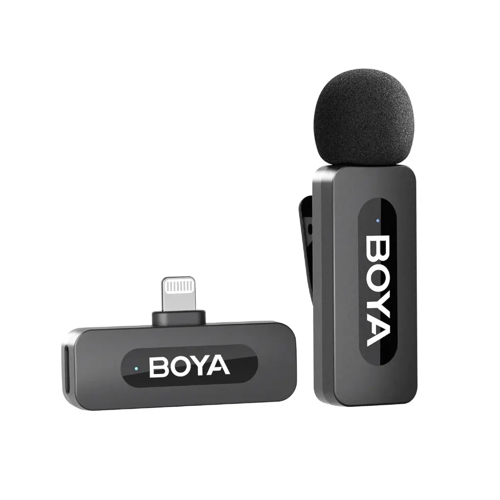 BOYA by-V1 Wireless Lavalier Microphone for iPhone, Mini Microphone, 2.4GHz Plug Play Clip-On Mic with Noise Cancelling for Vlogging Video Podcast Interview...