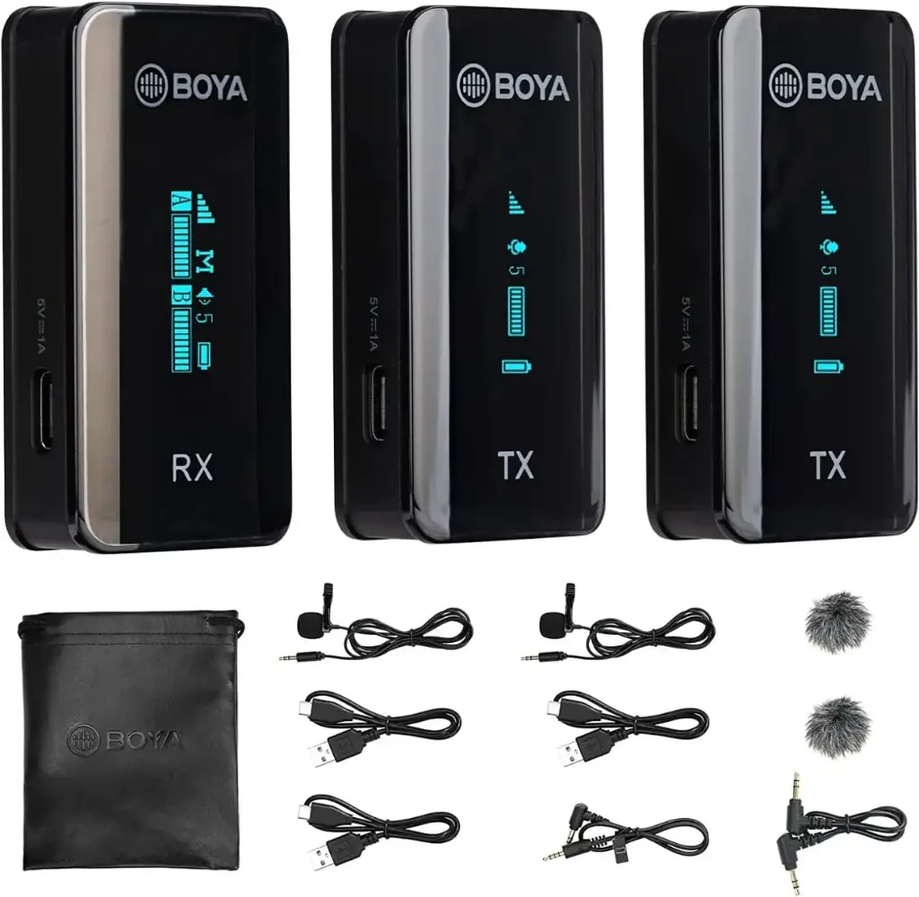 BOYA BY-XM6 S2 2.4GHz Dual Wireless Lavalier Microphone System for YouTube,Tiktok,Vlogging,Interview Live Stream Compatible with iPhone, Android, DSLR...