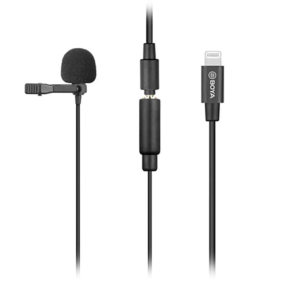 Boya by-M2 Clip-On Lavalier Microphone Lightning Port for iOS Devices Phone Tablet Recording V-Log Making Broadcasting - XLR