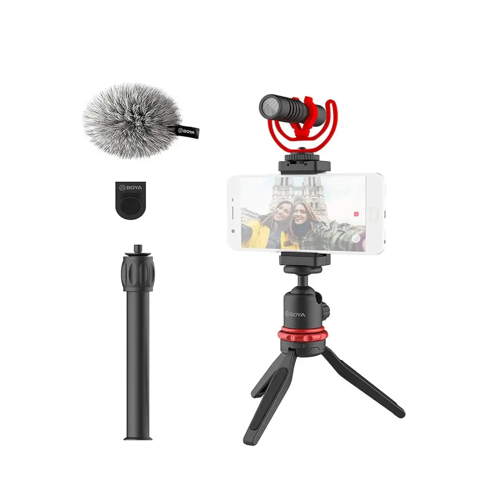Boya BY-VG330 Auxiliary Microphone Tripod,Smartphone Video Microphone Kit,Phone Clip MIC Mount BY-MM1 Kit For Smartphone DSLR Camera PC Vlog Live Studio...