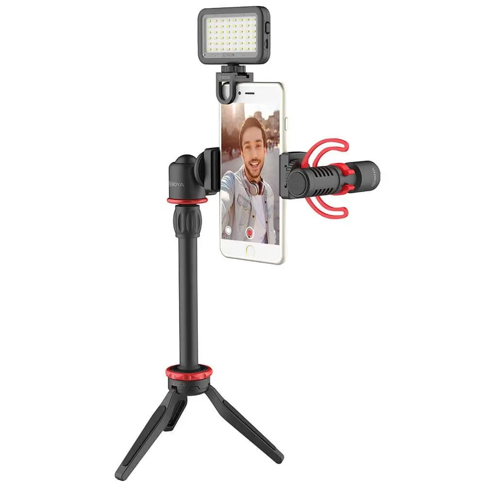 Boya By-Vg350 Bluetooth Smartphone Video Rig With Mm1+ Microphone,LED Light,Mini Tripod,Extension Tube And Video Microphone Compatible With Iphone And...