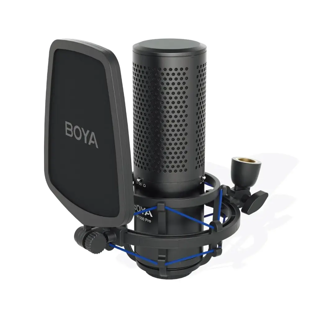 BOYA Large Diaphragm Studio Condenser Microphone 24V 48V Phantom Power Sturdy Housing for Vocal Recording Podcasting Broadcasting
