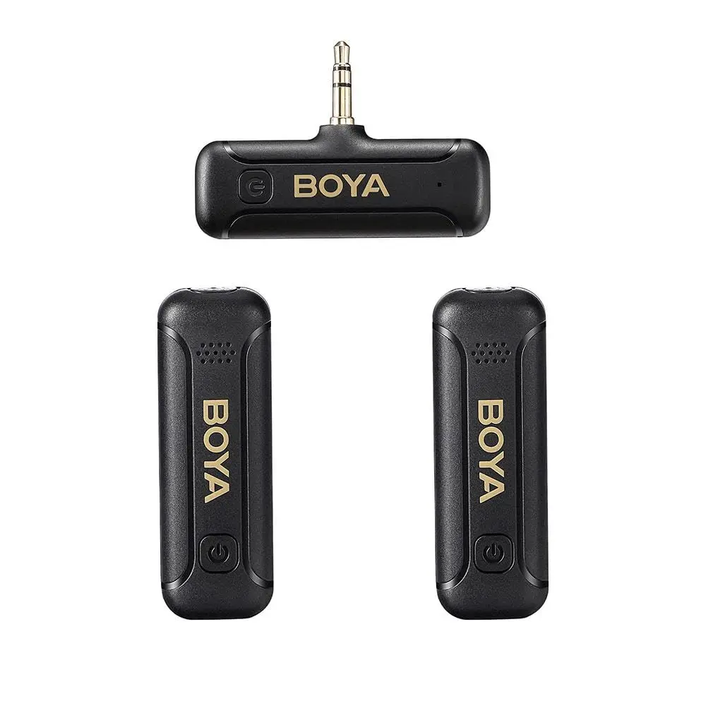 Boya BY-WM3T2-M2 2.4GHz Wireless Lavalier Microphone Plug Play Microphones for Camera Recorder Noise Cancellation Mute Dual Cordless Mini Clip On Mic for...