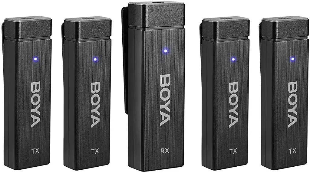 Boya by-W4 4-Channel 2.4ghz Wireless Lavalier Microphones for Cameras Camcorder DSLR Phone Laptop Computer. Play-Plug for Video Recording Vlog Live...