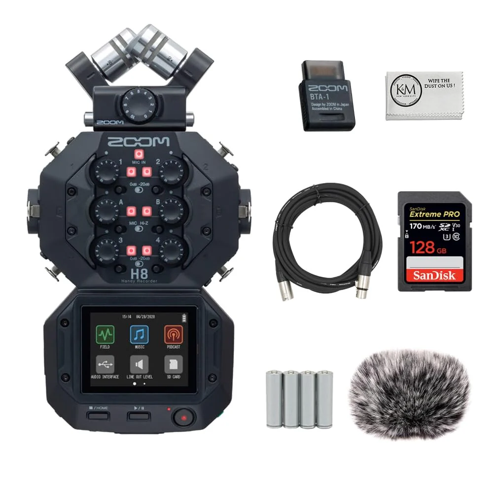 Zoom H8 12-Track Portable Handy Recorder Stereo Microphones 6 Inputs Touchscreen Interface USB Audio Interface Battery Powered for Stereo Multi track Audio...
