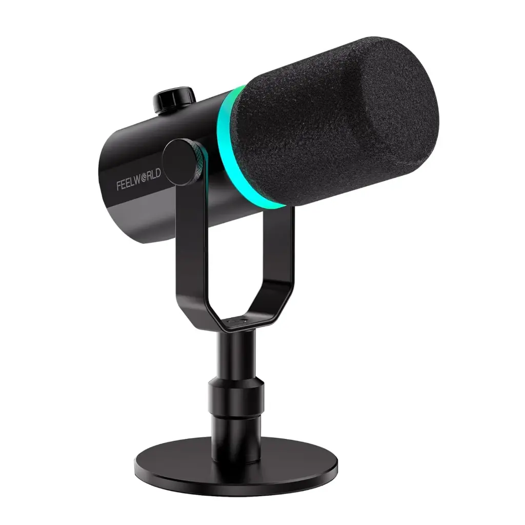 FEELWORLD PM1 XLR USB Dynamic Microphone with Desktop Stand for Podcast Recording PC Computer Gaming Live Streaming Vocal Voice-Over, Studio Metal Mic, RGB...