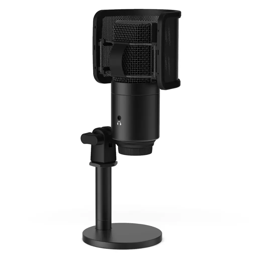 FIFINE K683B USB Desktop PC Microphone with Pop Filter for Computer and Mac, Studio Condenser Mic with Gain Control, Mute Button, Headphone Jack, Desk Stand...