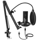 FIFINE T669 USB Condenser Mic Kit|Adjustable Scissor Arm Stand, Shock Mount, Dual Pop Filter|20kHz|Volume Knob|for PC Mac & Mobile (Adapter...