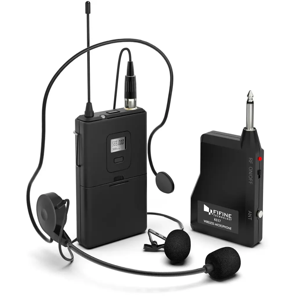 FIFINE Wireless Microphone System, Wireless Microphone Set with Headset/Lavalier Lapel Mics, Beltpack Transmitter/Receiver,Ideal for Teaching, Preaching and...