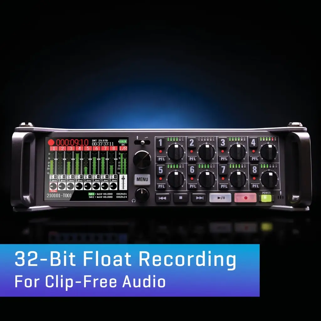Zoom F8n Pro Professional Field Recorder/Mixer, Audio for Video, 32-bit/192 kHz Recording, 10 Channel Recorder, 8 XLR/TRS Inputs, Timecode, Ambisonics Mode,...