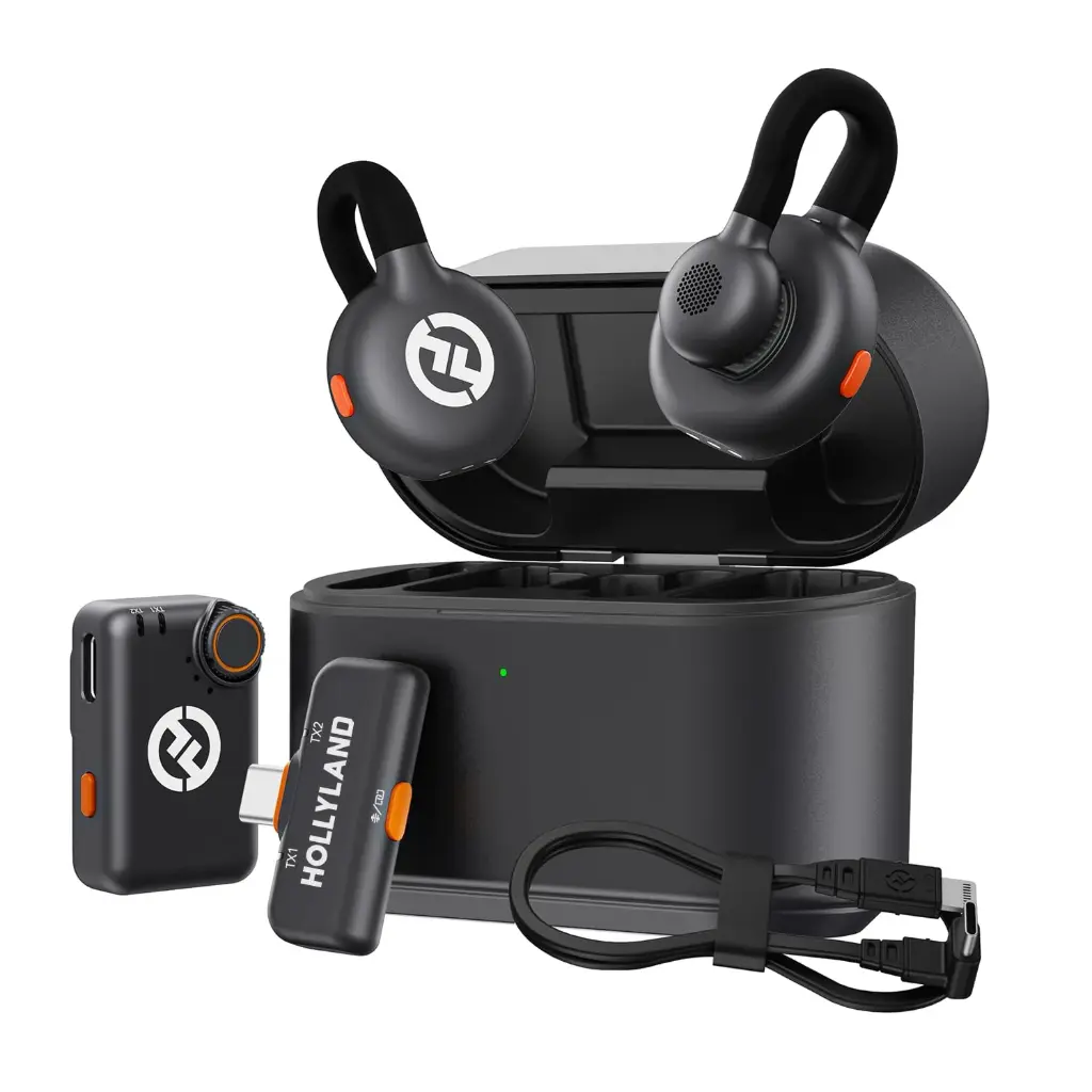 Hollyland Lark M2S Combo (Camera RX+USB-C RX) Wireless Microphone for iPhone/Camera/Android/PC, Titanium Clip, Noise Cancelling, 30H Use, for YouTube, Content Creation, (with Lightning Cable, No RX)