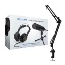 Zoom ZDM-1 Podcast Microphone Pack with Headphones and Mic Cables Bundle with Boom Arm Microphone Stand (2 Items)
