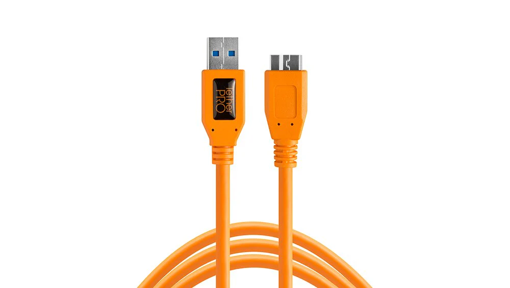 Tether Tools 15ft High-Visibility Orange USB 3.0 SuperSpeed Male-to-Male Cable for Tethered Photography, External Hard Drives, Smartphones, Tablets, Digital...