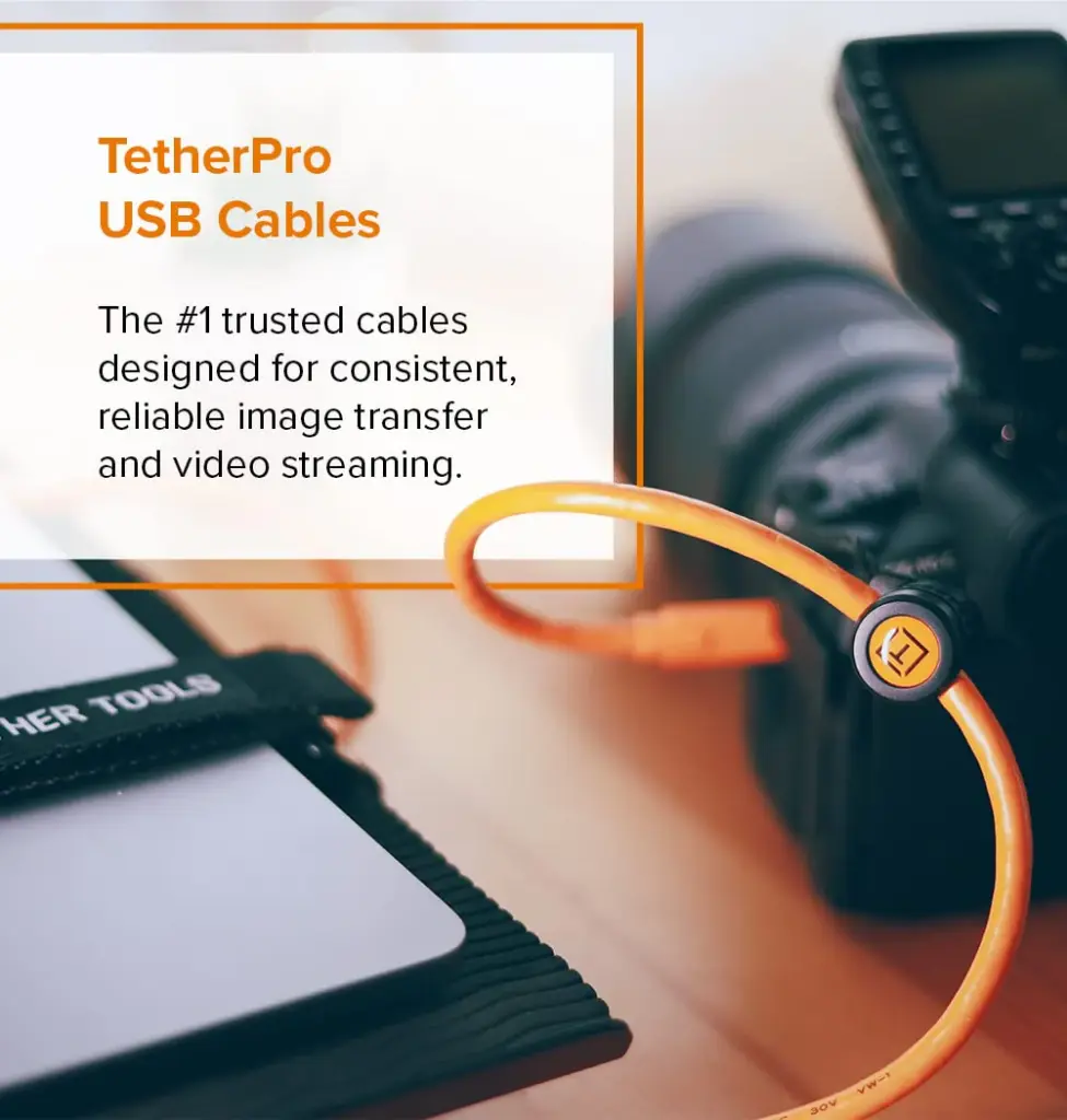 Tether Tools TetherPro USB 2.0 male to Mini-B 5 pin, 15 feet - Hi-Visibilty Orange