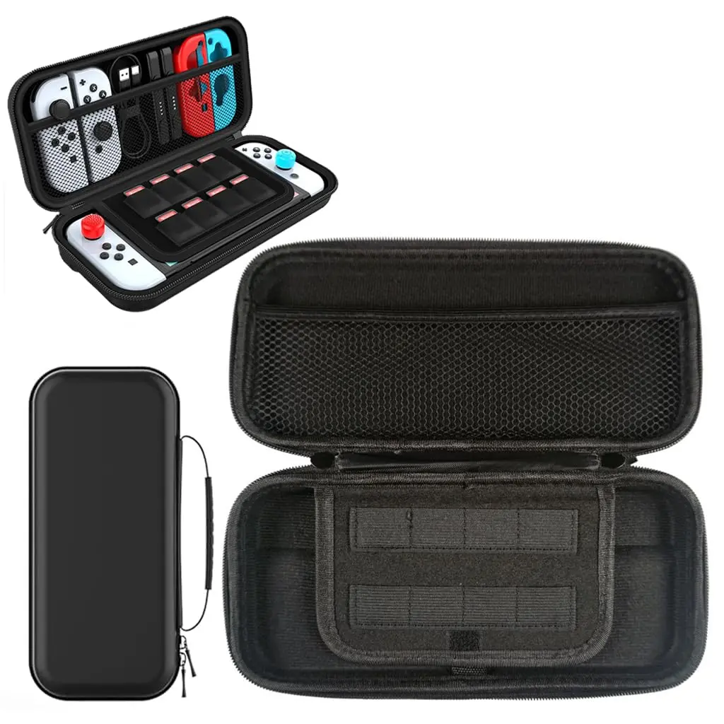 Carrying Case for Switch Gamepad, Organizer Bag for Switch/Switch OLED with 8 Games Cartridges Slot 6 Button Cap Screen Protector, Anti-scratch EVA Storage...