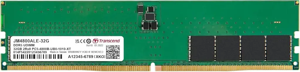 Transcend JM4800ALE-32G 32GB DDR5 4800 U-DIMM 2Rx8 2Gx8 CL40 1.1V