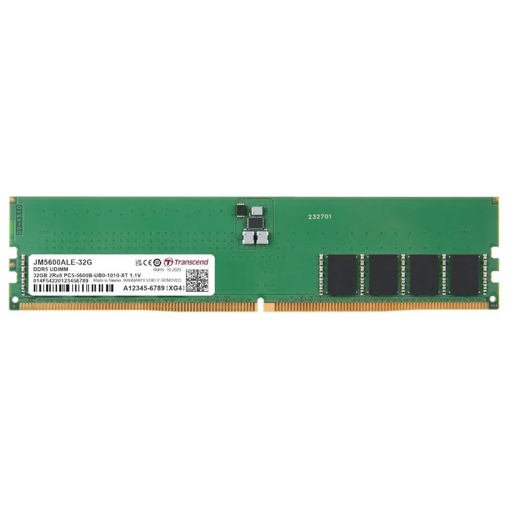 Transcend JM5600ALE-32G 32GB JM DDR5 5600 U-DIMM 2Rx8 2Gx8 CL46 1.1V