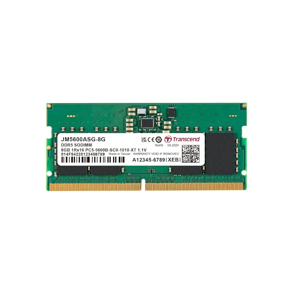 Transcend JM5600ASG-8G 8GB JM DDR5 5600 SO-DIMM 1Rx16 1Gx16 CL46 1.1V