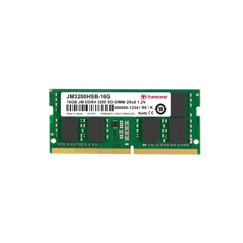 Transcend JM3200HSB-16G 16GB JM DDR4 3200 SO-DIMM 2Rx8 1Gx8 CL22 1.2V