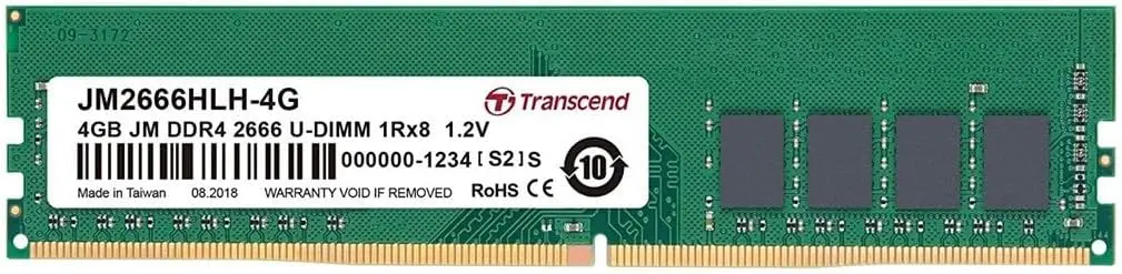 Transcend JM2666HLH-4G 4GB JM DDR4 2666 U-DIMM 1Rx8 512Mx8 CL19 1.2V