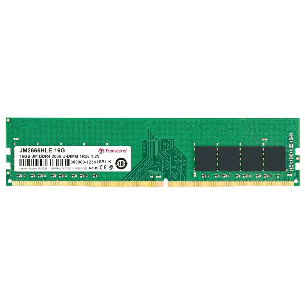 Transcend JM2666HLE-16G 16GB JM DDR4 2666 U-DIMM 1Rx8 2Gx8 CL19 1.2V