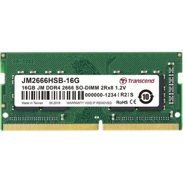 Transcend JM2666HSB-16G 16GB JM DDR4 2666 SO-DIMM 2Rx8 1Gx8 CL19 1.2V