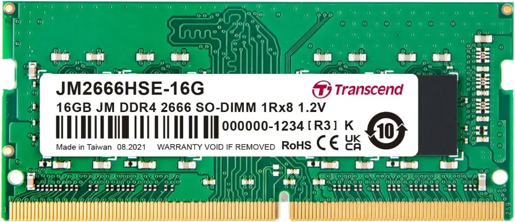 Transcend JM2666HSE-16G 16GB JM DDR4 2666 SO-DIMM 1Rx8 2Gx8 CL19 1.2V