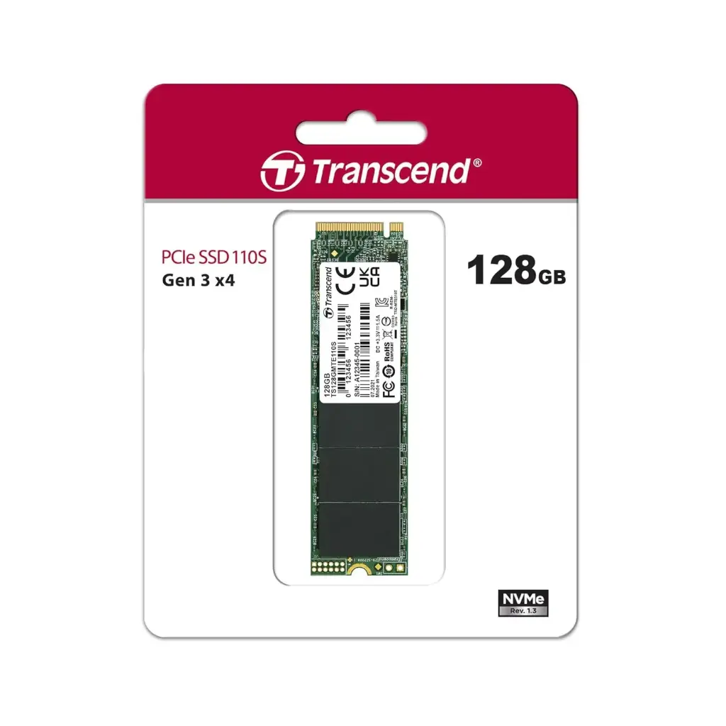 Transcend TS128GMTE110S 128GB, M.2 2280,PCIe Gen3x4, NVMe, 3D TLC, DRAM-less