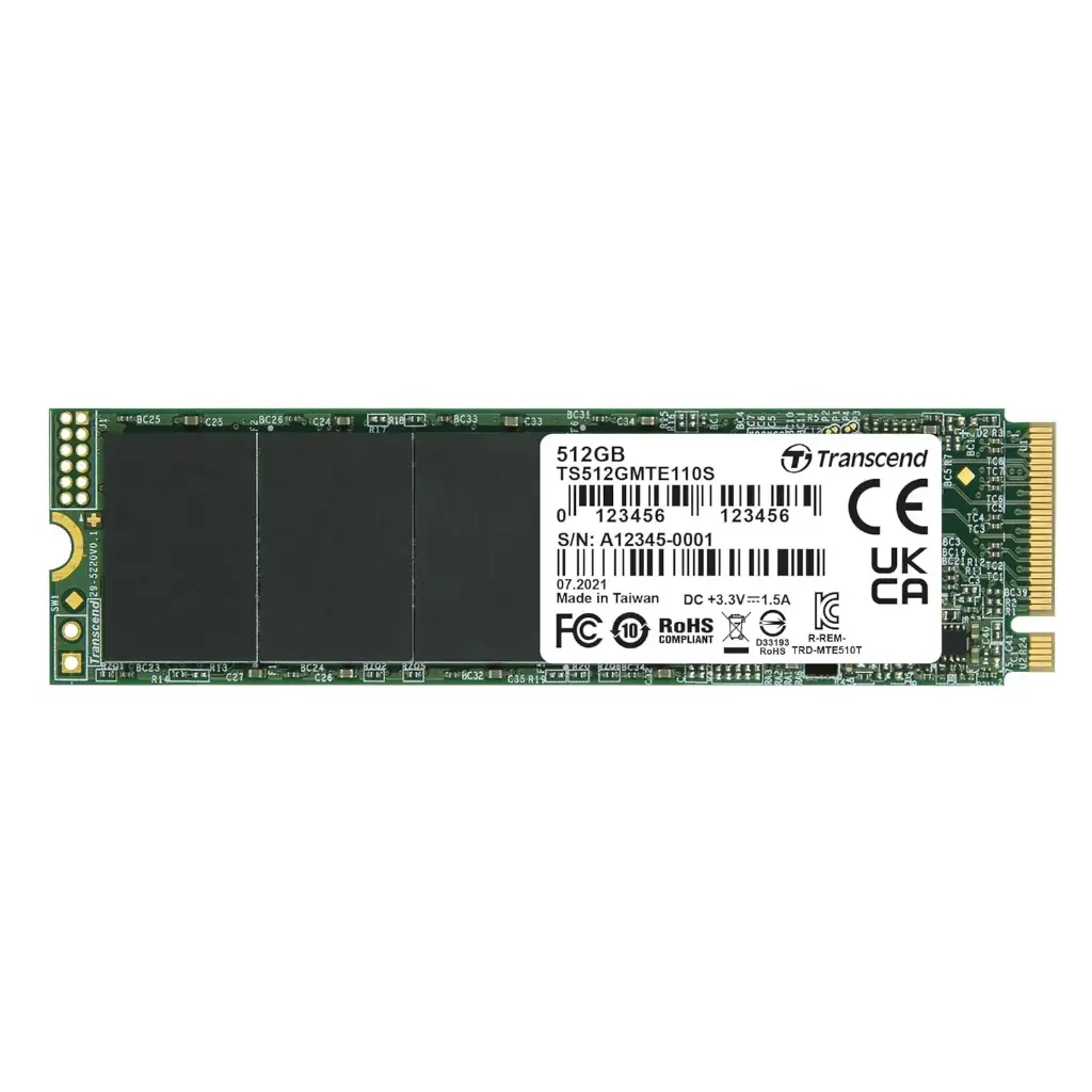 Transcend TS512GMTE110S 512GB, M.2 2280,PCIe Gen3x4, NVMe, 3D TLC, DRAM-less