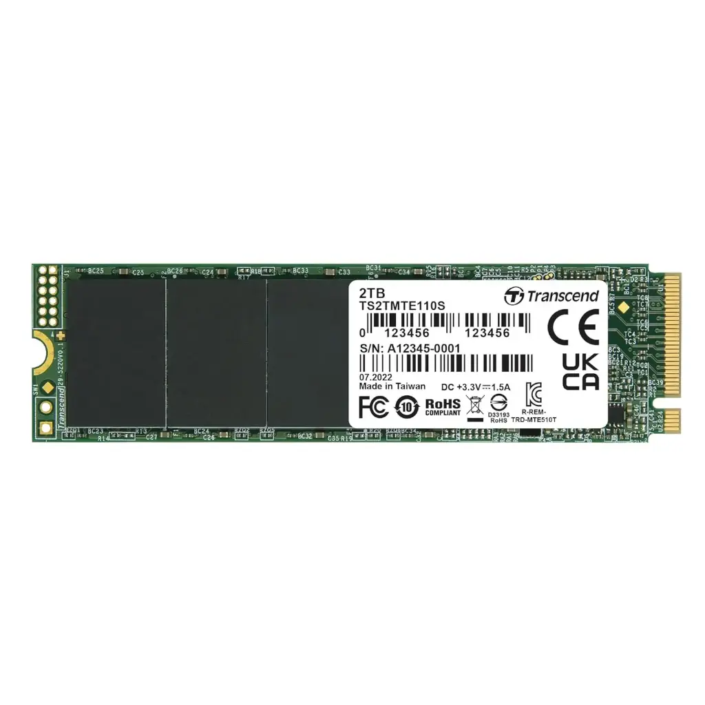 Transcend TS2TMTE110S 2TB, M.2 2280,PCIe Gen3x4, NVMe, 3D TLC, DRAM-less