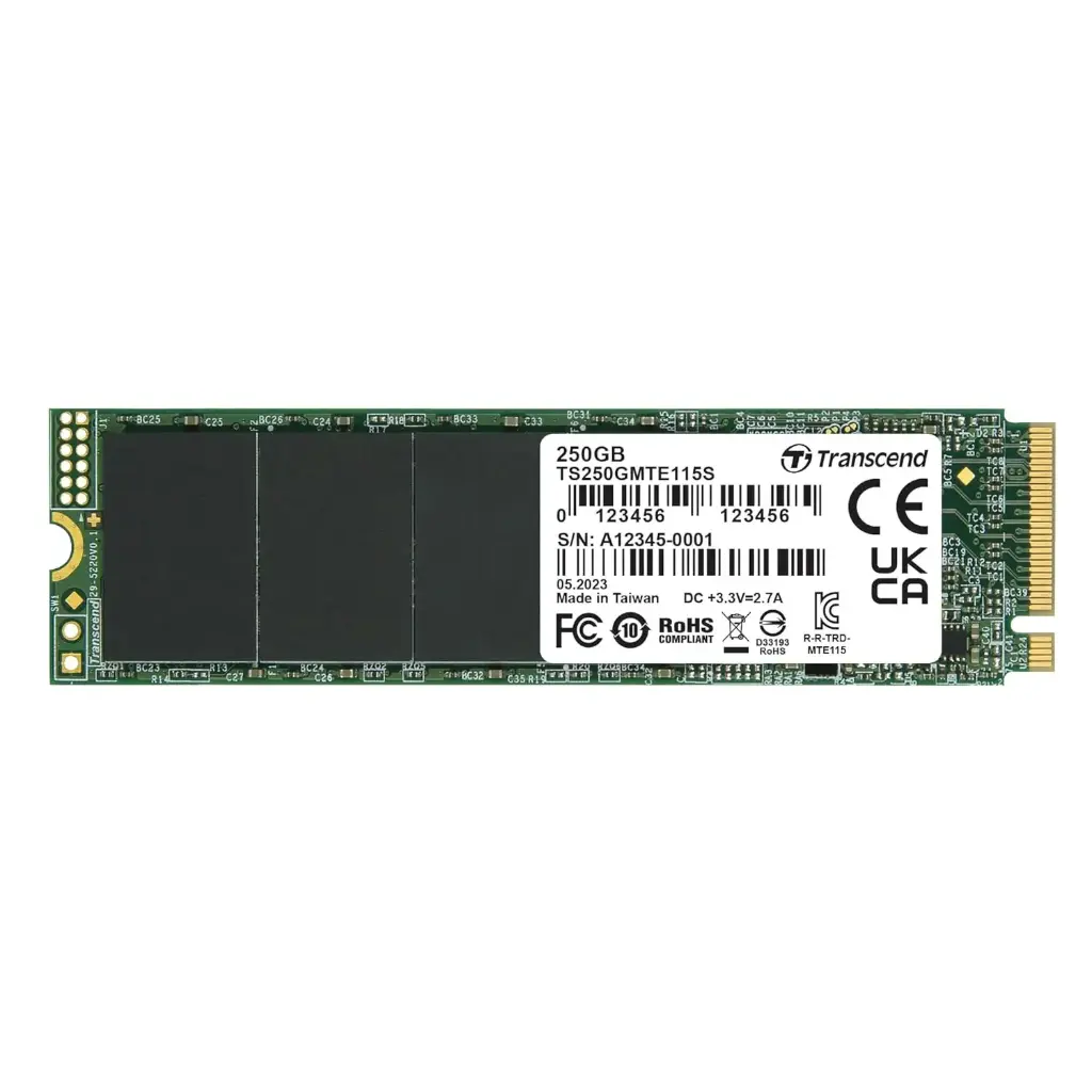 Transcend TS250GMTE115S 250GB, M.2 2280,PCIe Gen3x4, NVMe, TLC, DRAM-less