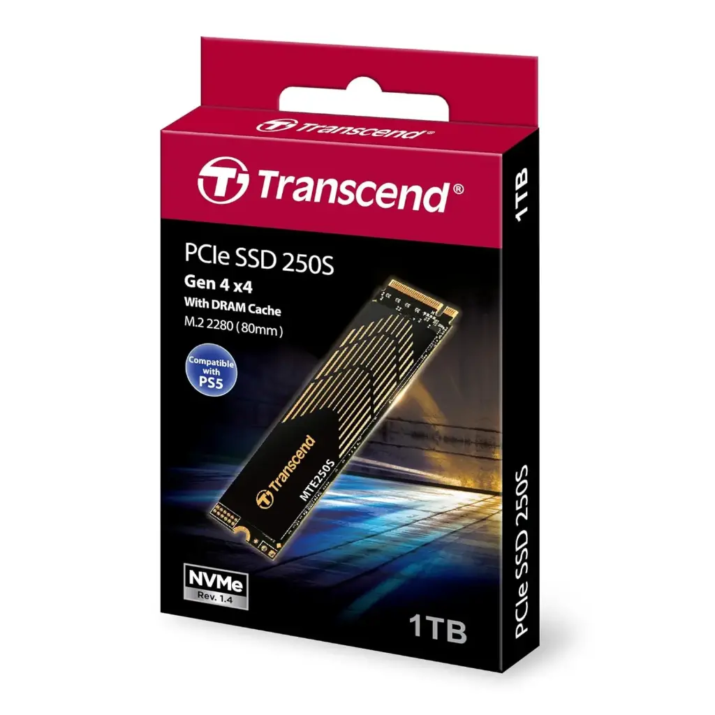 Transcend TS1TMTE250S 1TB, M.2 2280, PCIe Gen4x4, NVMe, 3D TLC, with Dram(Graphene Heatsink)