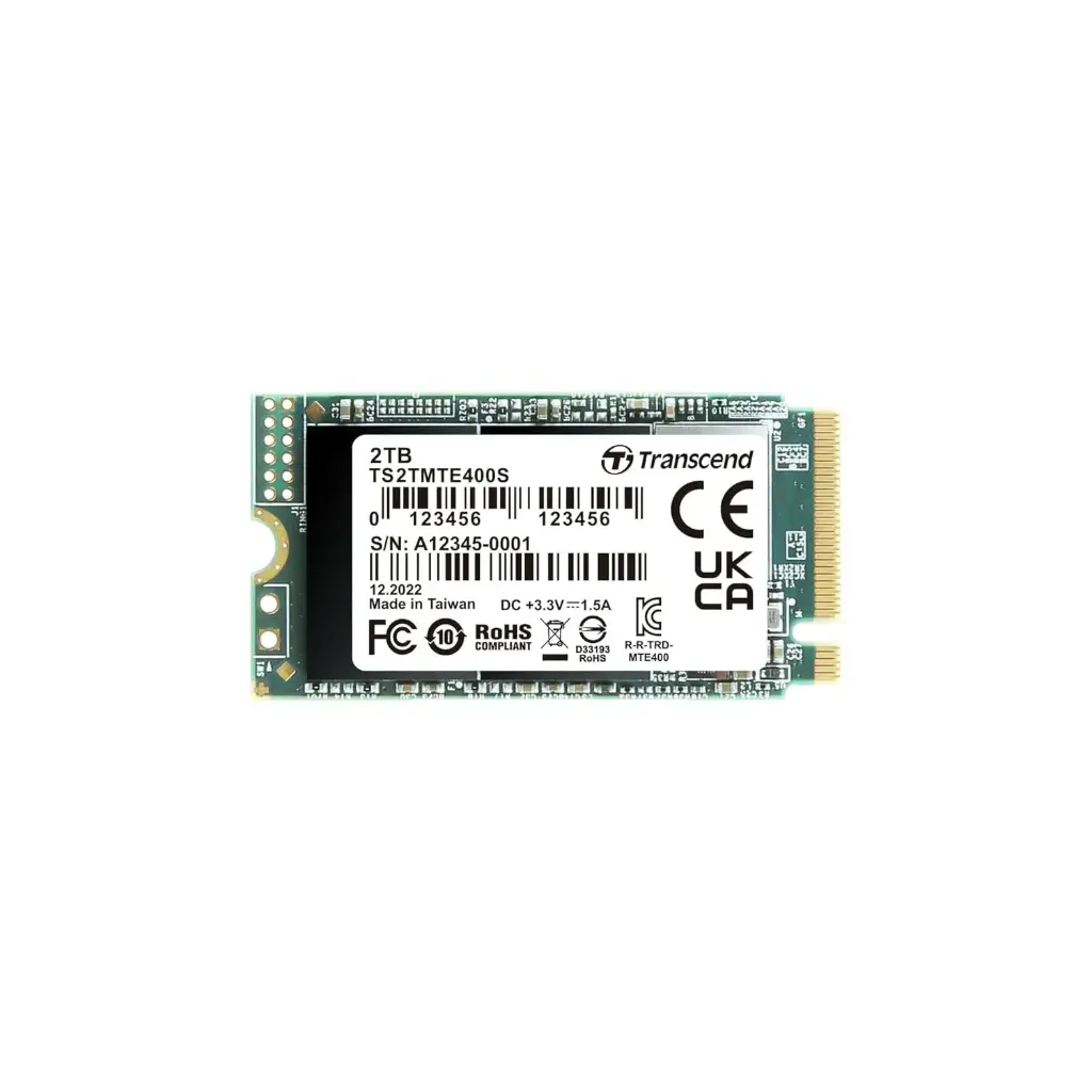 Transcend TS2TMTE400S 2TB, M.2 2242,PCIe Gen3x4, NVMe, 3D TLC, DRAM-less