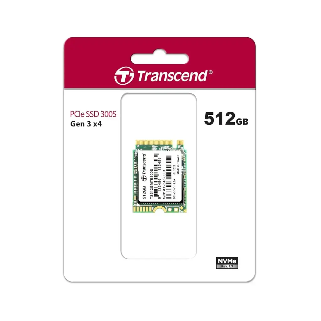 Transcend TS512GMTE300S 512GB, M.2 2230,PCIe Gen3x4, NVMe, 3D TLC, DRAM-less