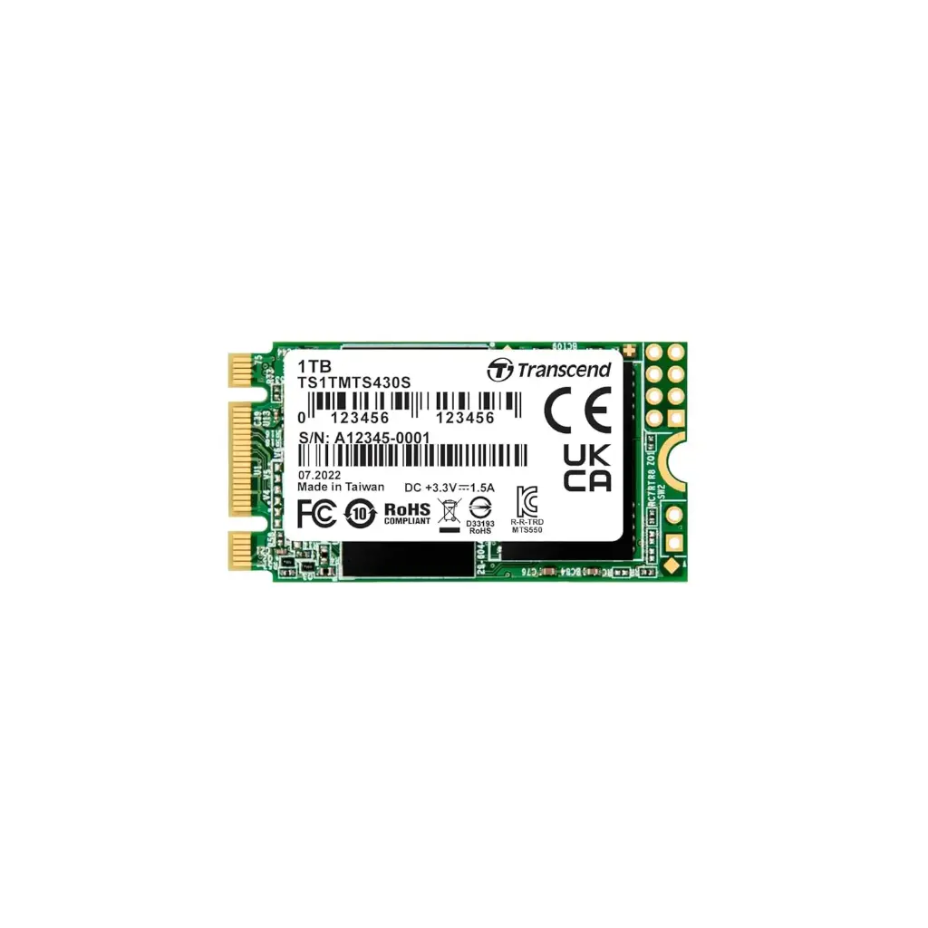 Transcend TS1TMTS430S 1TB, M.2 2242 SSD, SATA3 B+M Key, TLC