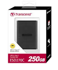 Transcend TS250GESD270C 250GB, Portable SSD, USB 10Gbps, USB Type A & Type C, Up to 520MB/s