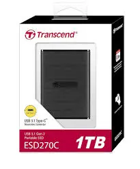 Transcend TS1TESD270C 1TB, Portable SSD, USB 10Gbps, USB Type A & Type C, Up to 520MB/s