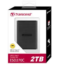 Transcend TS2TESD270C 2TB, Portable SSD, USB 10Gbps, USB Type A & Type C, Up to 520MB/s