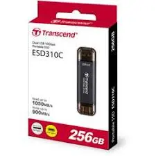 Transcend TS256GESD310C 256GB, Portable SSD, USB 10Gbps, USB Type A & C, Up to 1,050MB/s, cable-less