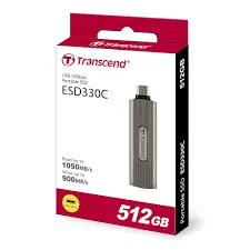 Transcend TS512GESD310S 512GB, Portable SSD, USB 10Gbps, USB Type A & C, Up to 1,050MB/s, cable-less, silver
