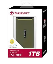 Transcend TS1TESD380C 1TB, Portable SSD, USB 20Gbps, USB Type A & Type C, Up to 2,000MB/s