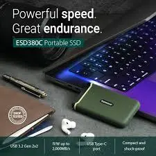 Transcend TS2TESD380C 2TB, Portable SSD, USB 20Gbps, USB Type A & Type C, Up to 2,000MB/s
