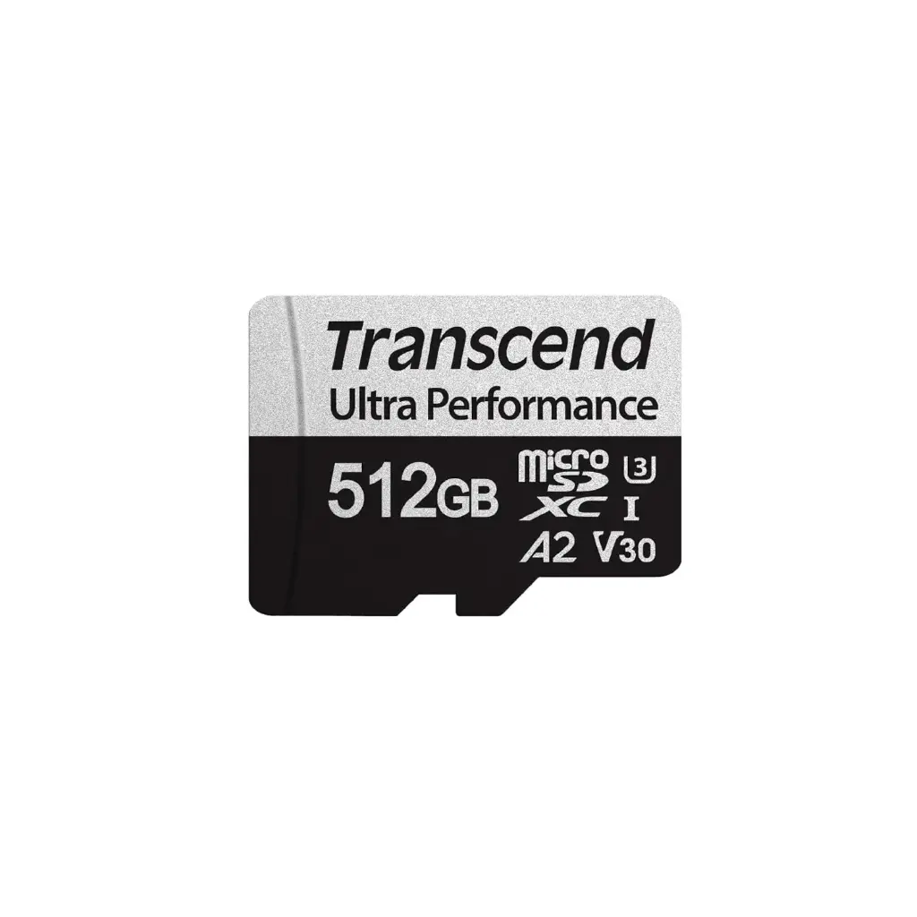 Transcend TS512GUSD340S 512GB microSD w/ adapter UHS-I U3 A2 Ultra Performance, up to 160MB/s
