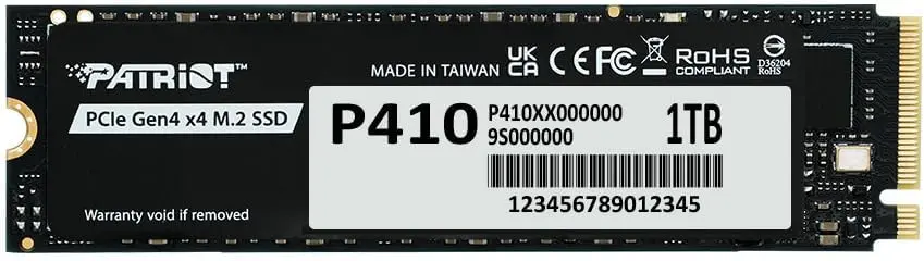 Patriot 1TB P410 PCIe Gen4 x4 (NVMe 1.4) M.2 2280 SSD P410P1TBM28H