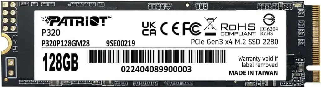 Patriot 128GB P320 PCIe Gen3 x4 (NVMe 1.3) M.2 2280 SSD P320P128GM28