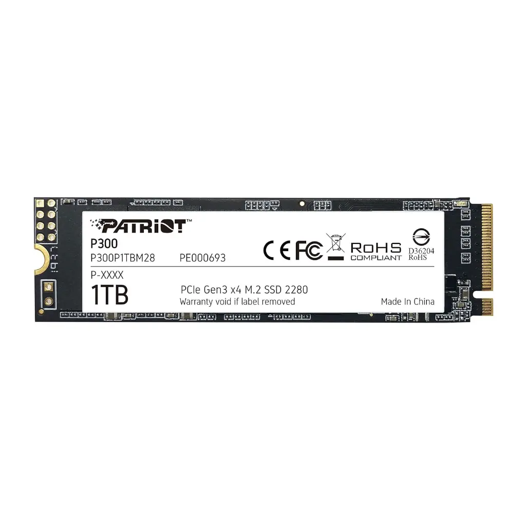 Patriot 1TB P300 PCIe Gen3 x4 (NVMe 1.3) M.2 2280 SSD P300P1TBM28