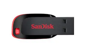 SanDisk Cruzer Blade USB Flash Drive, CZ50 8GB, USB2.0, Black with red accent, compact design, 5Y [SDCZ50-008G-I35]