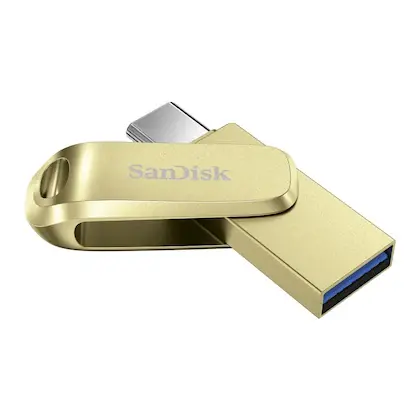 SanDisk Mobile Pen Drive Luxe 64GB , USBType A & USB C Connector, Up to 400MB/s R, Gold [SDDDC4-064G-I46DPD]